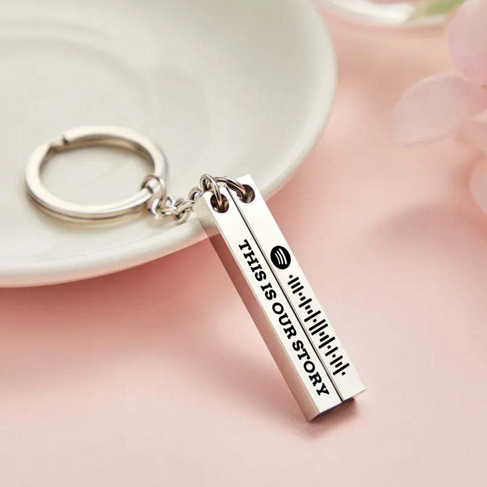 Custom  Engraved Keychain Spotify Code Keychain Gifts for Couple - mycustomtirecover