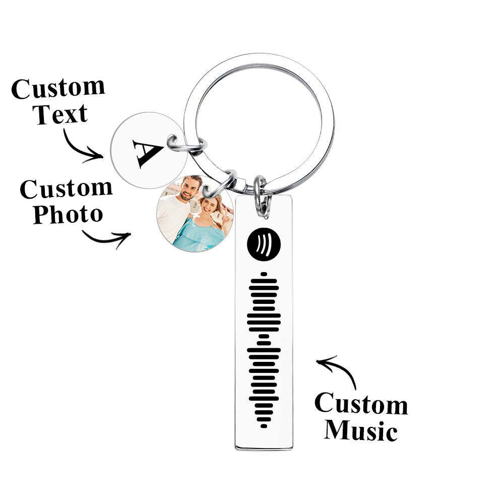 Scannable Spotify Code Keychain Photo Keychain Custom Photo Keychain Gift - mycustomtirecover