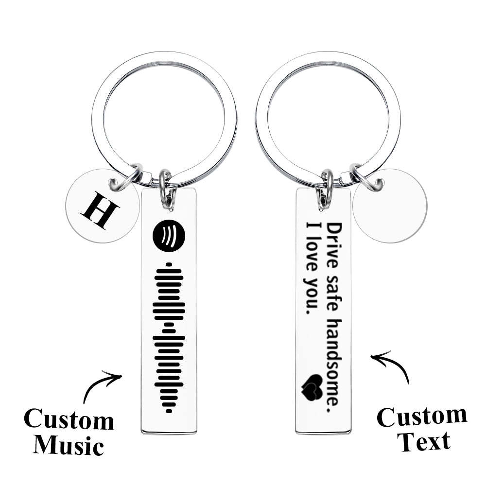 Scannable Spotify Code Keychain With Engraved Circle Pendant Drive Safe Keychain Custom Music Song Keychain Gift - mycustomtirecover