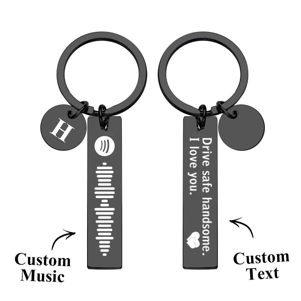 Scannable Spotify Code Keychain With Engraved Circle Pendant Drive Safe Keychain Custom Music Song Keychain Gift - mycustomtirecover