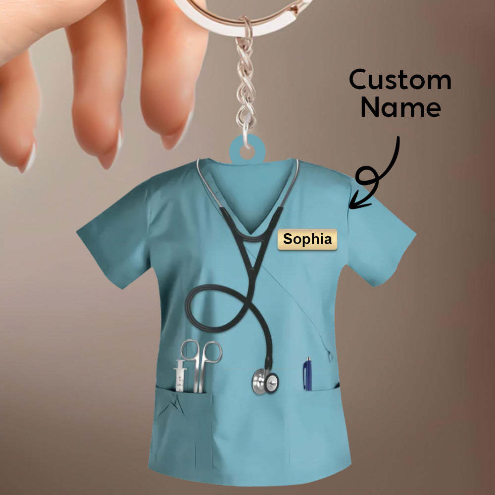 Custom Nurse Uniform Keychain Acrylic Keychain With Text Unique Gift For Nurse - mycustomtirecover