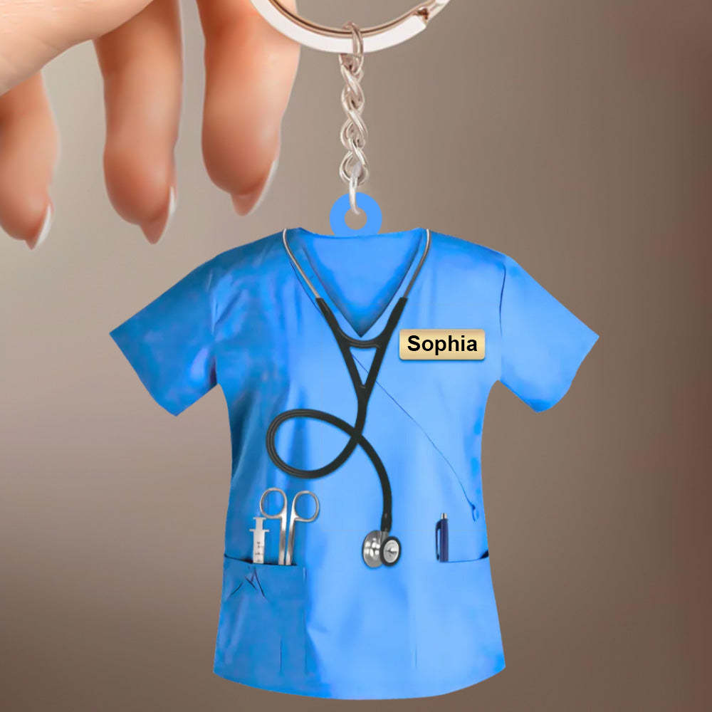 Custom Nurse Uniform Keychain Acrylic Keychain With Text Unique Gift For Nurse - mycustomtirecover