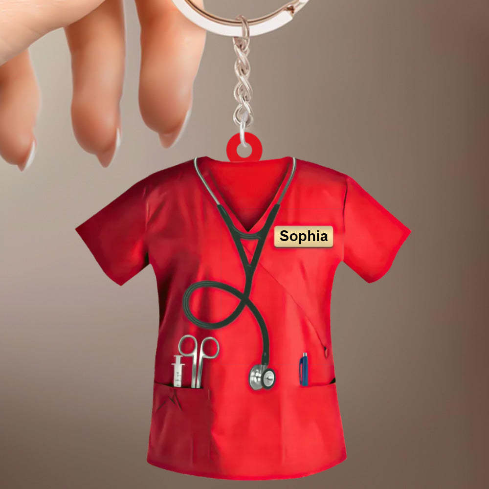 Custom Nurse Uniform Keychain Acrylic Keychain With Text Unique Gift For Nurse - mycustomtirecover