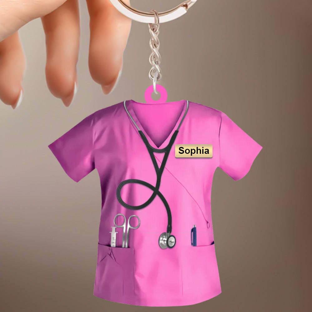 Custom Nurse Uniform Keychain Acrylic Keychain With Text Unique Gift For Nurse - mycustomtirecover