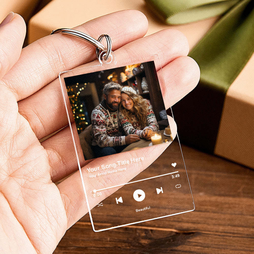 Custom Acrylic Musci Keychain Photo and Text Acrylic Keychain Creative Gifts Christmas Gift Keychain - mycustomtirecover