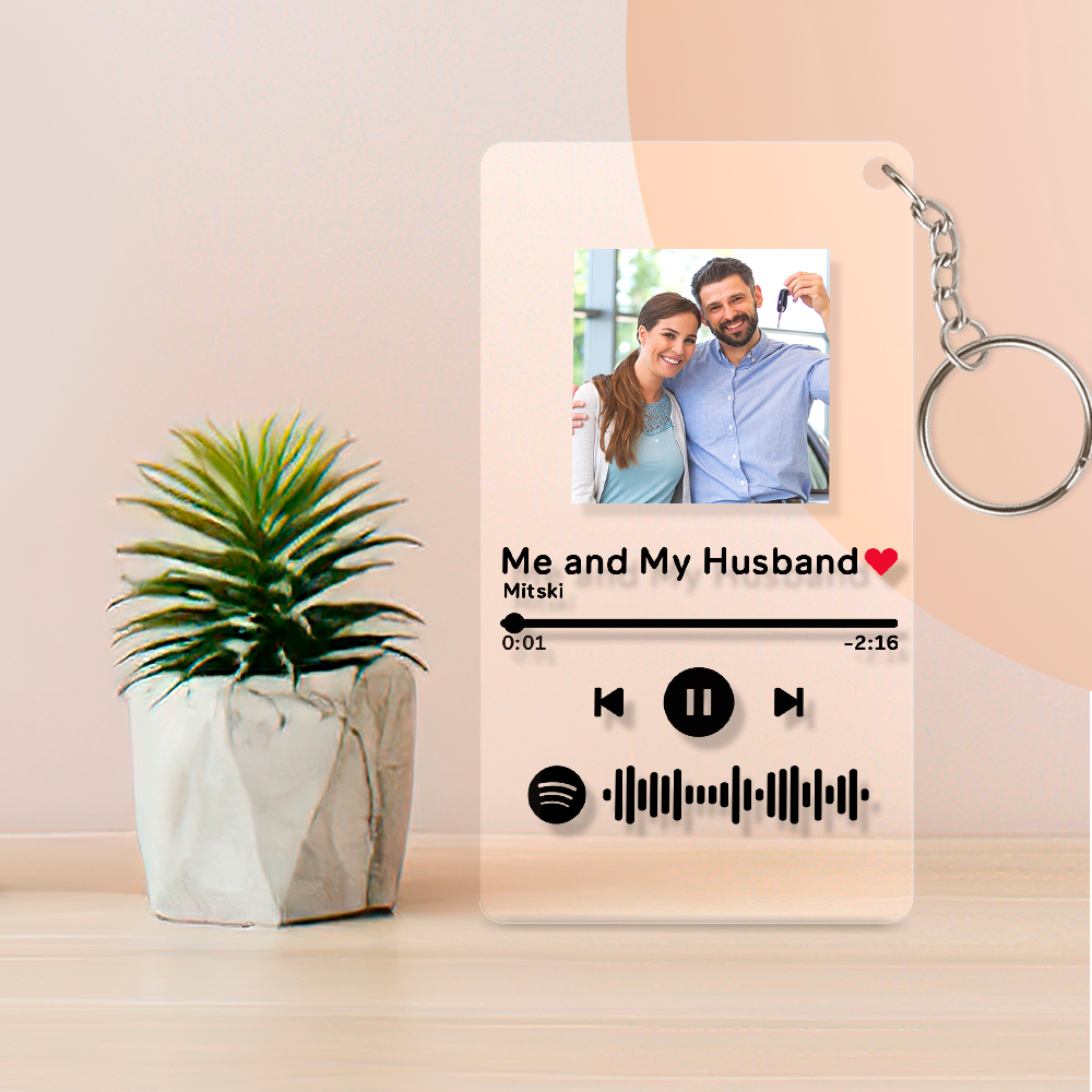 Anniversary Gifts Custom Scannable Spotify Code Keychain Custom Spotify Plaque Personalized Photo Nightlight - mycustomtirecover