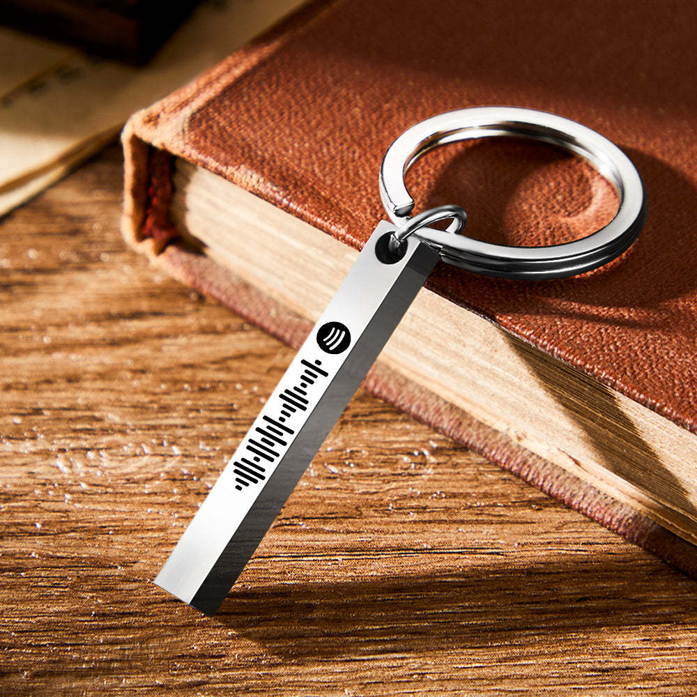 Scannable Spotify Code Keychain Custom 3D Engraved Vertical Bar Keychain Stainless Steel - mycustomtirecover