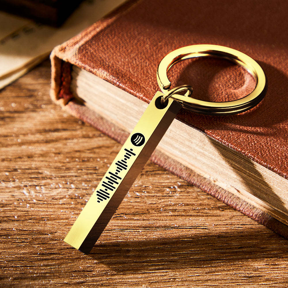Scannable Spotify Code Keychain Custom 3D Engraved Vertical Bar Keychain Stainless Steel - mycustomtirecover