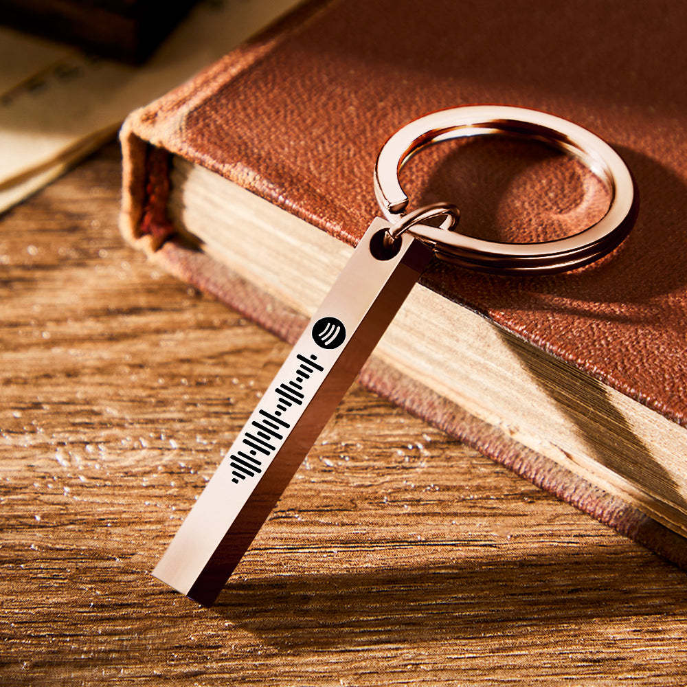 Scannable Spotify Code Keychain Custom 3D Engraved Vertical Bar Keychain Stainless Steel - mycustomtirecover