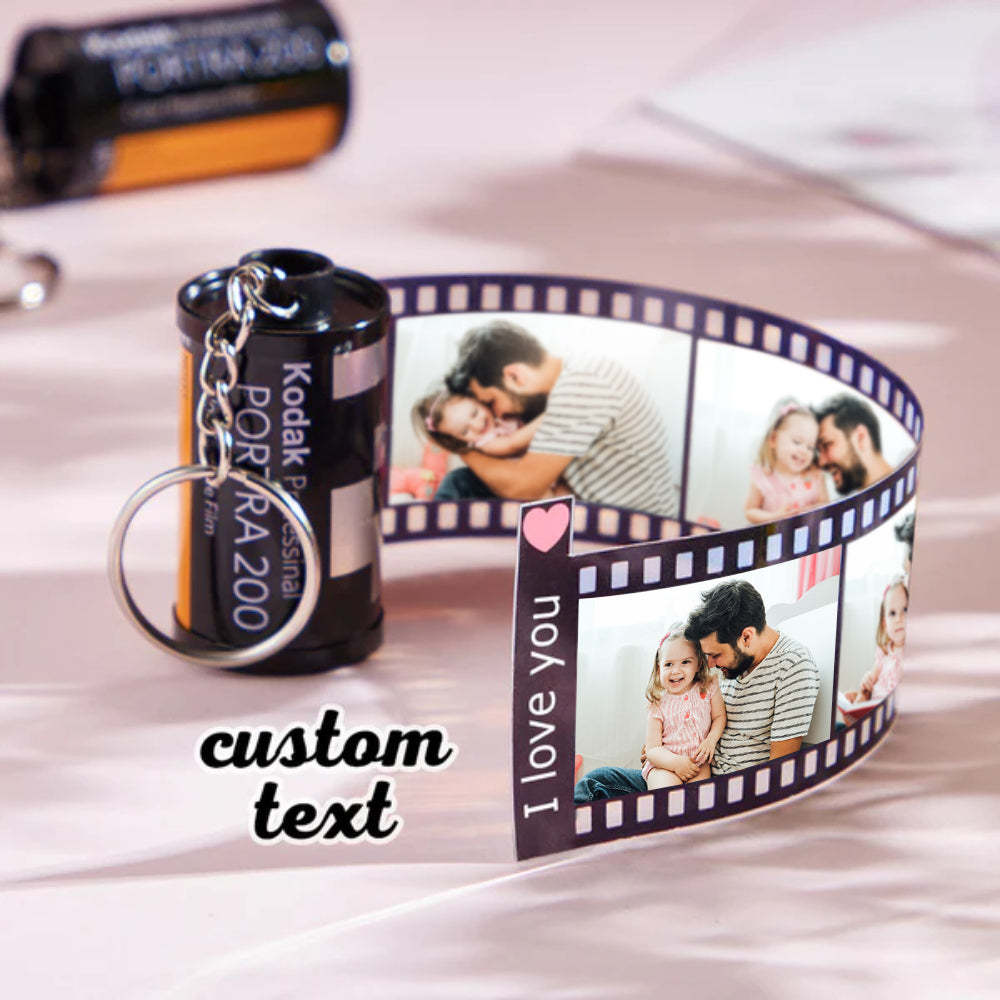 Father's Day Gift Custom Text For The Film Roll Keychain Personalized Picture Camera Roll Keychain with Reel Album - mycustomtirecover
