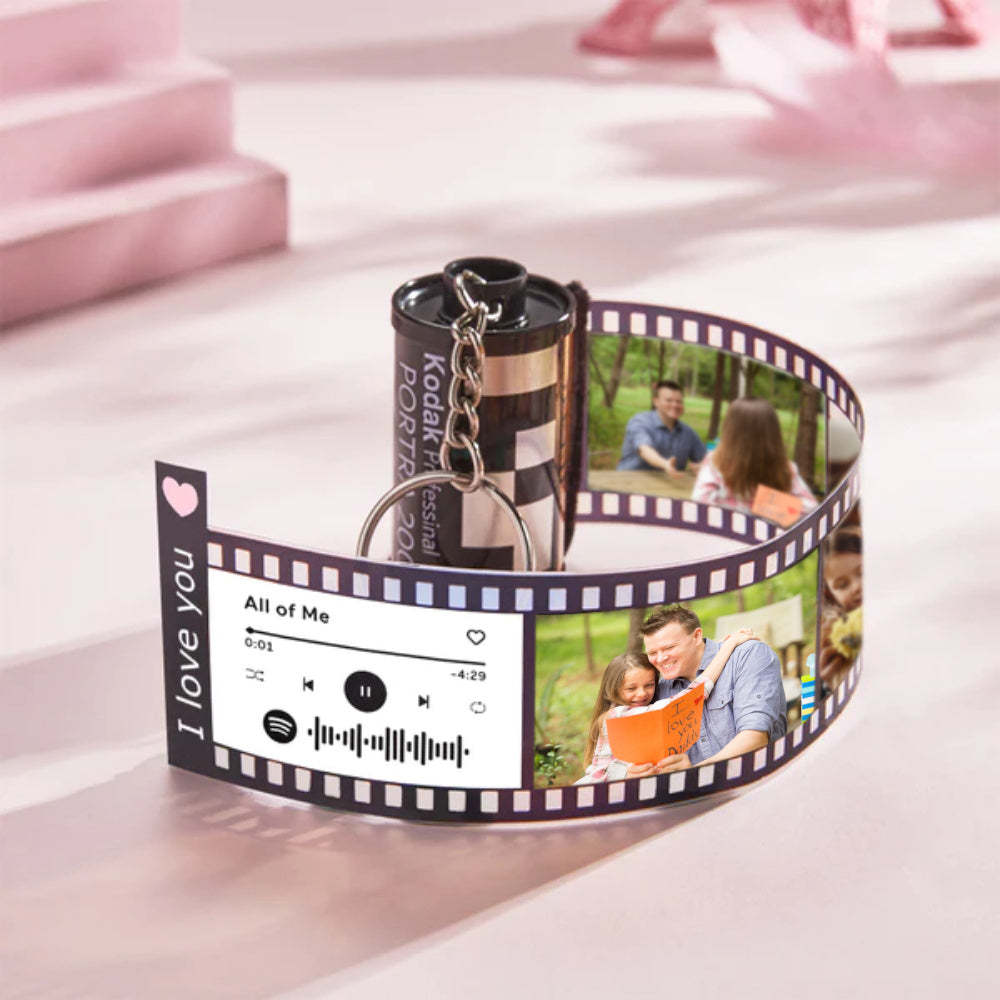 Gift For Dad Custom Text For The Film Roll Keychain Personalized Picture Camera Roll Keychain with Reel Album Father's Day Gift - mycustomtirecover