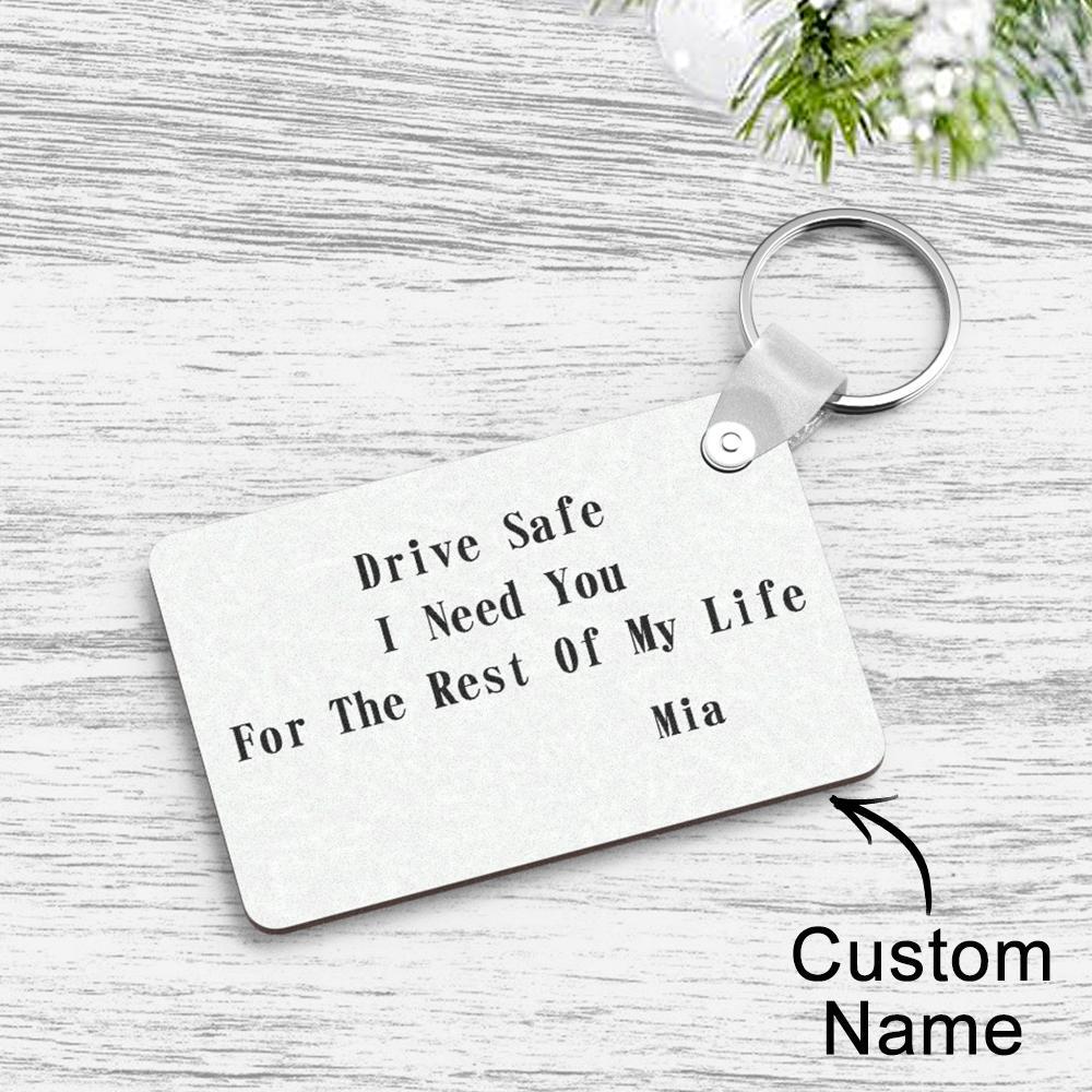 Custom Engraved Keychain Safe Driving Unique Couple Gifts - mycustomtirecover