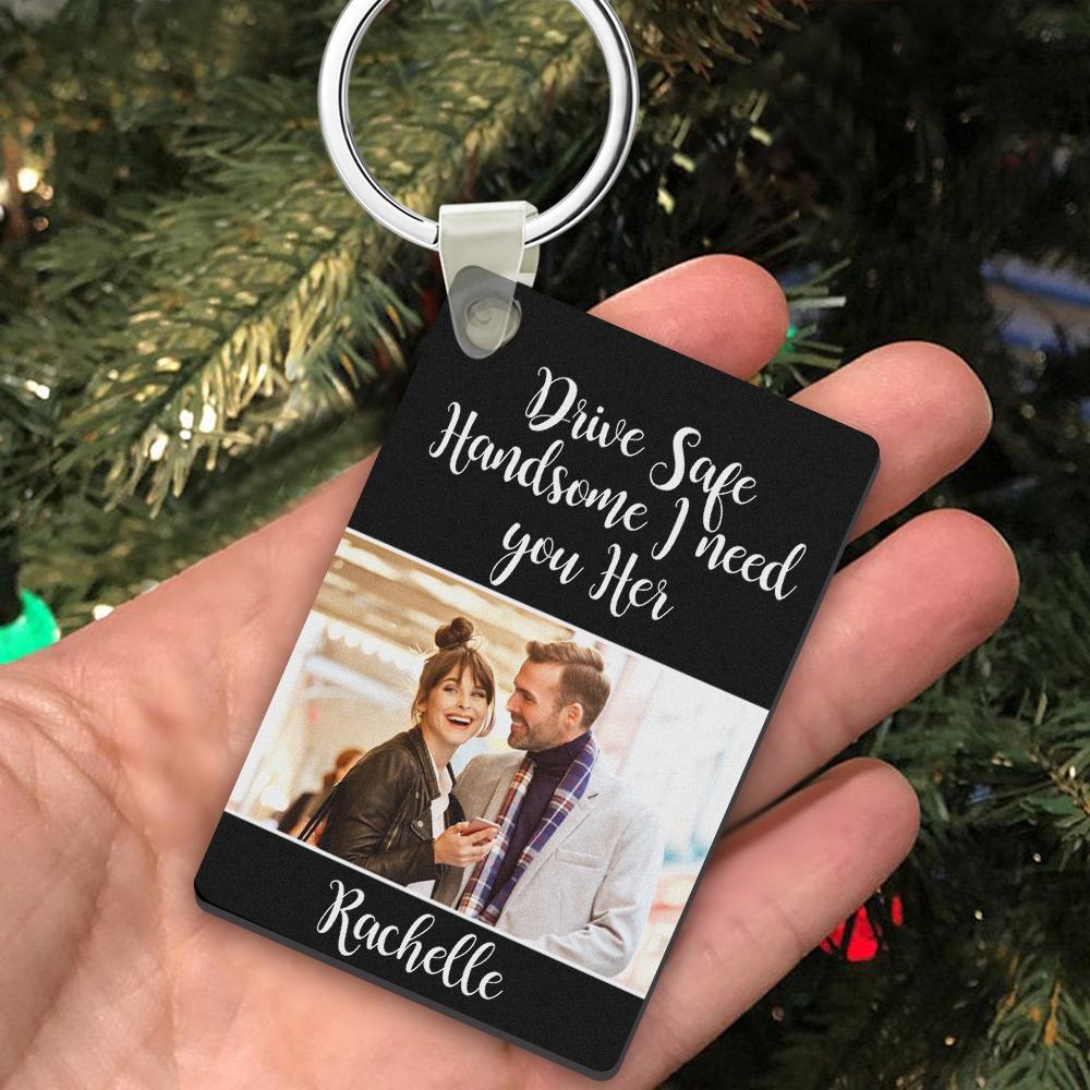 Custom Photo Engraved Keychain Drive Safe Couple Love Gifts - mycustomtirecover