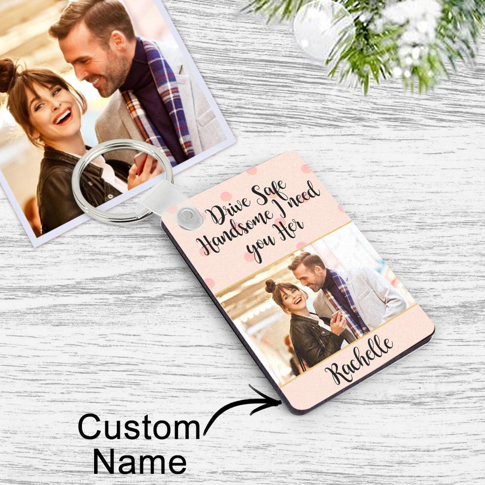 Custom Photo Engraved Keychain Drive Safe Couple Love Gifts - mycustomtirecover