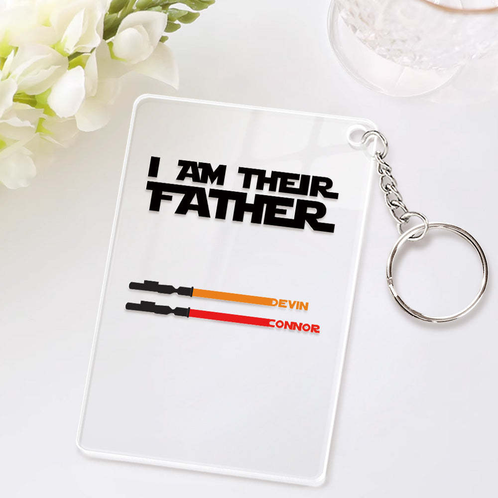 Custom Name Light Saber Keychain I Am Their Father Acrylic Keychain Father's Day Gift - mycustomtirecover
