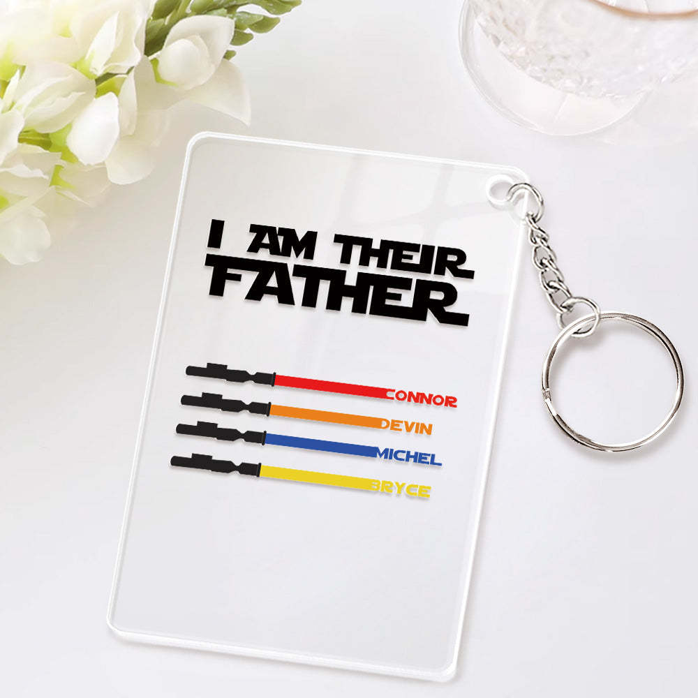 Custom Name Light Saber Keychain I Am Their Father Acrylic Keychain Father's Day Gift - mycustomtirecover