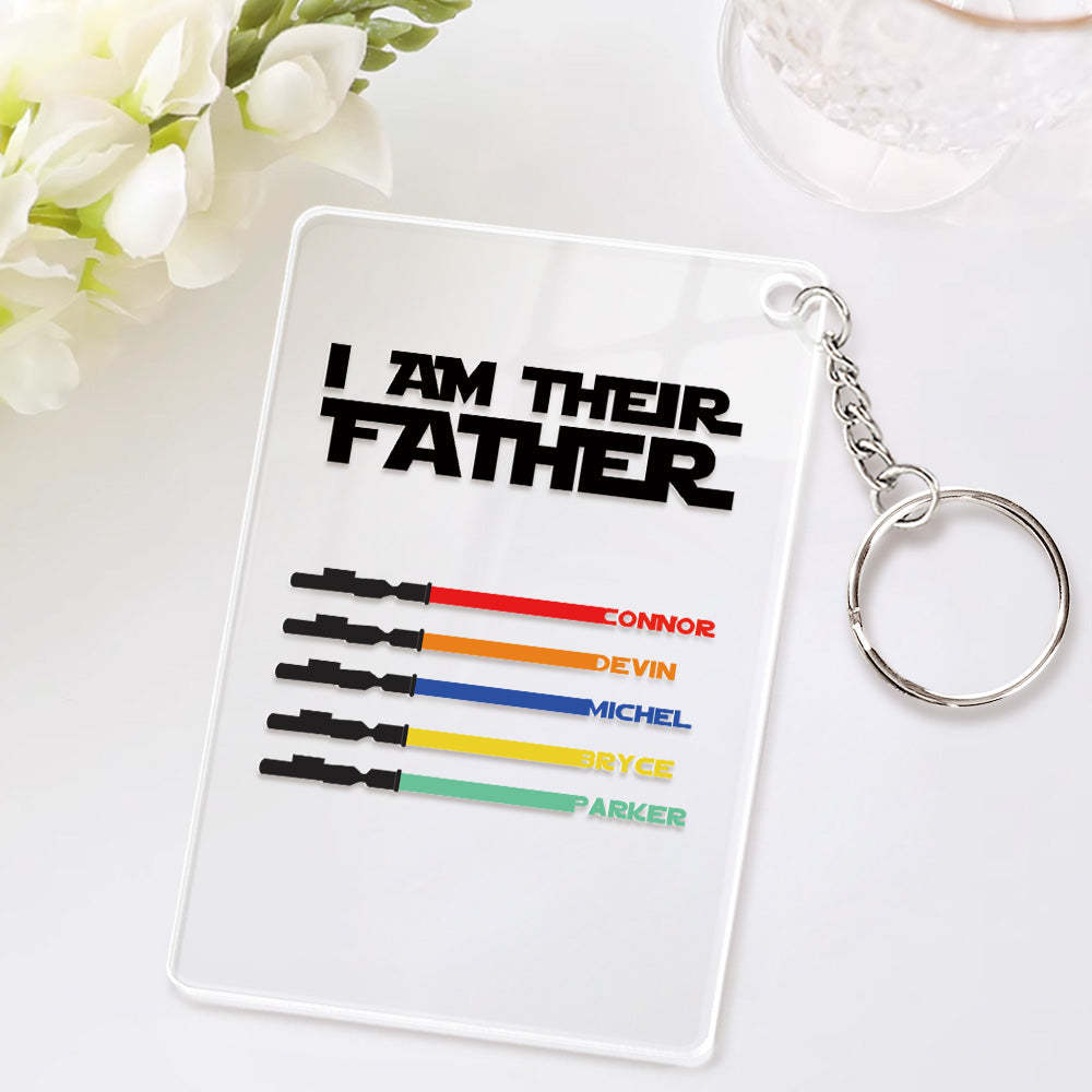 Custom Name Light Saber Keychain I Am Their Father Acrylic Keychain Father's Day Gift - mycustomtirecover
