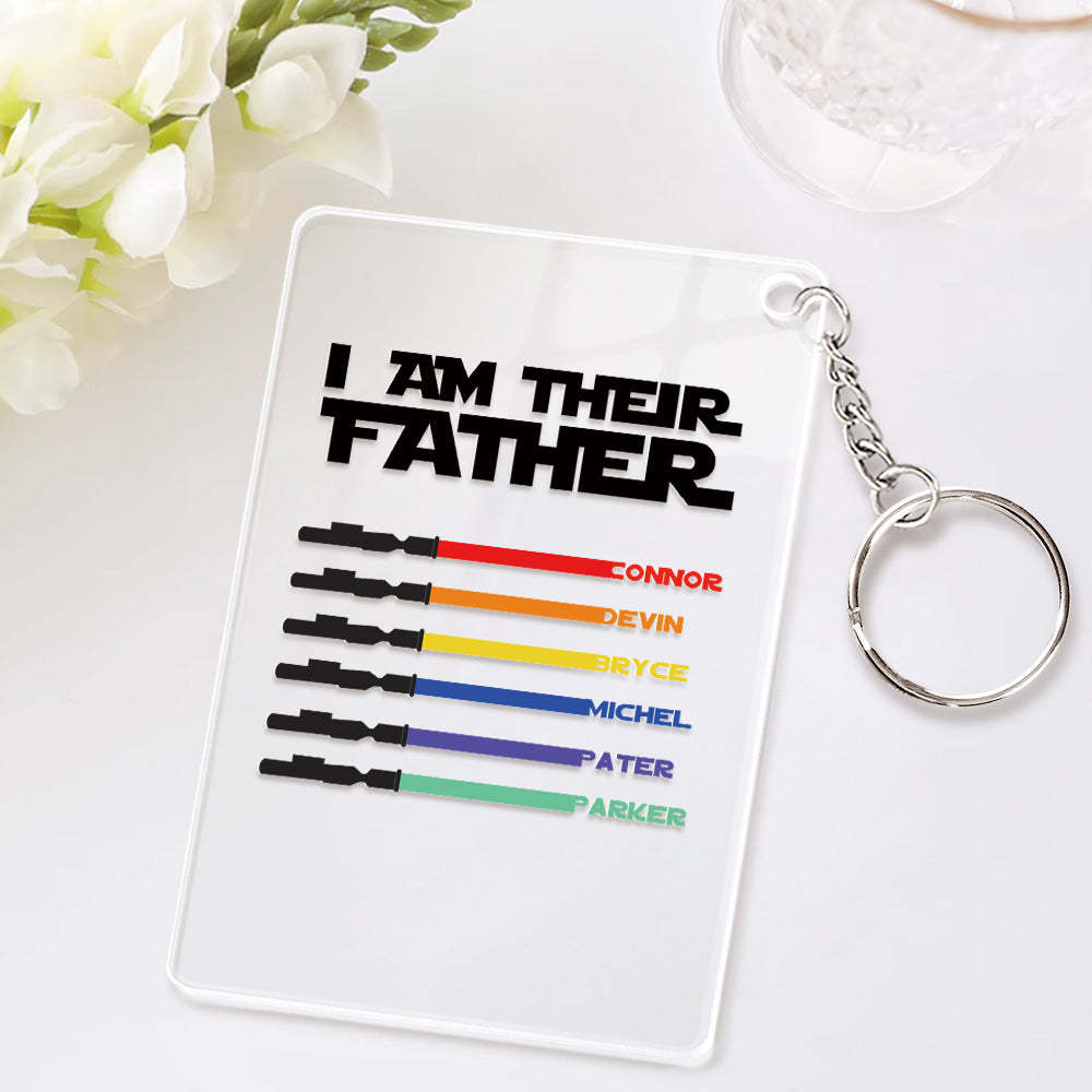 Custom Name Light Saber Keychain I Am Their Father Acrylic Keychain Father's Day Gift - mycustomtirecover