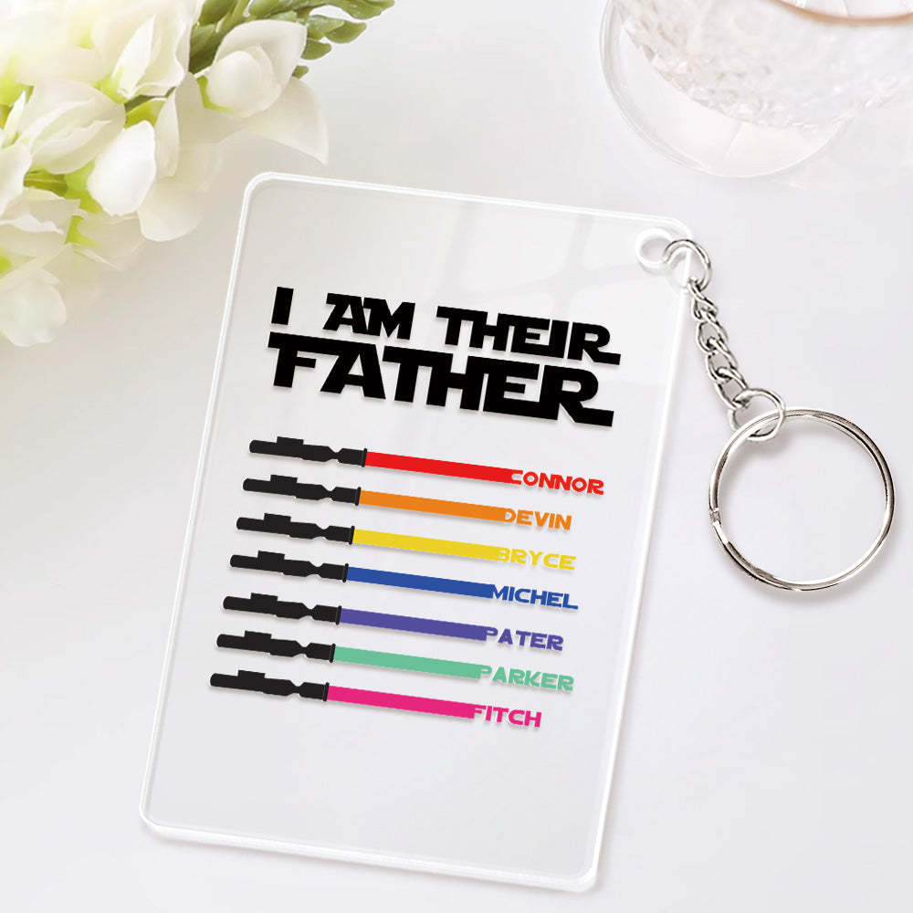 Custom Name Light Saber Keychain I Am Their Father Acrylic Keychain Father's Day Gift - mycustomtirecover