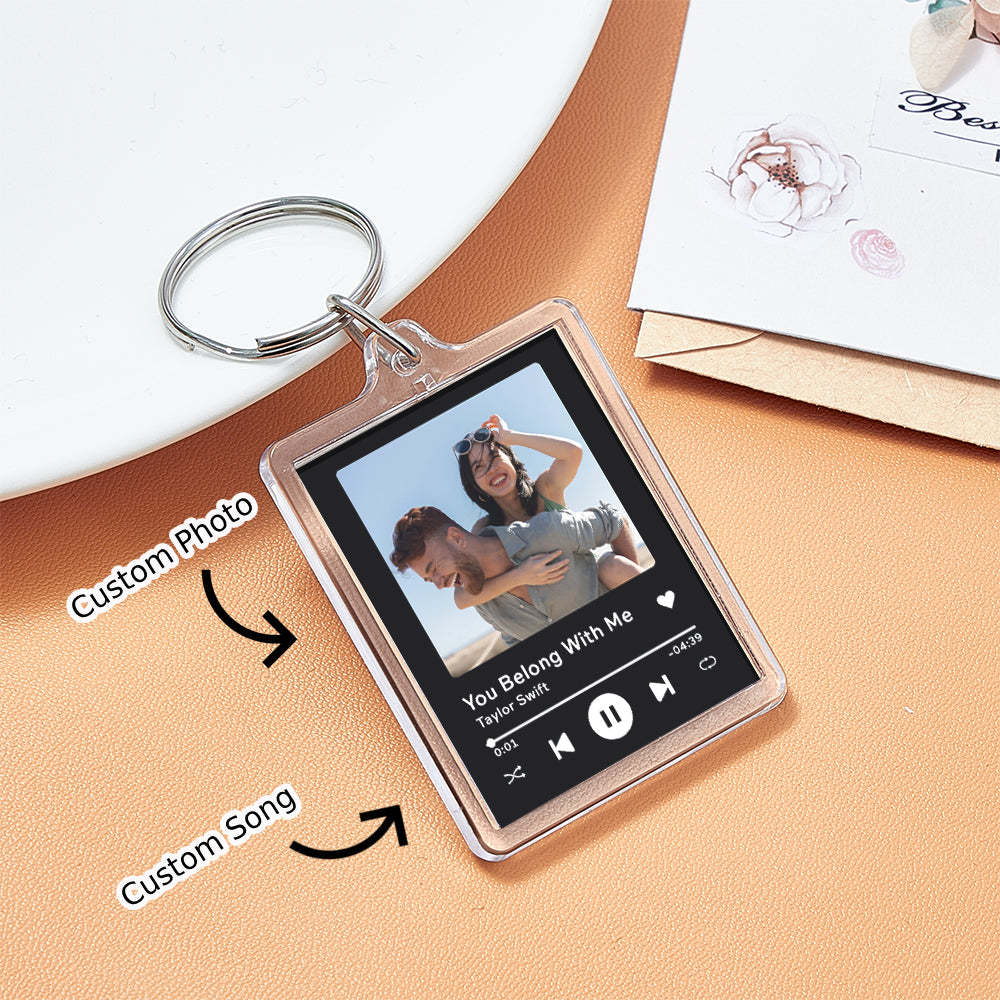 Custom Spotify Music Keychain Tap to Play NFC Tag Keychain Unique Gift for Lover - mycustomtirecover