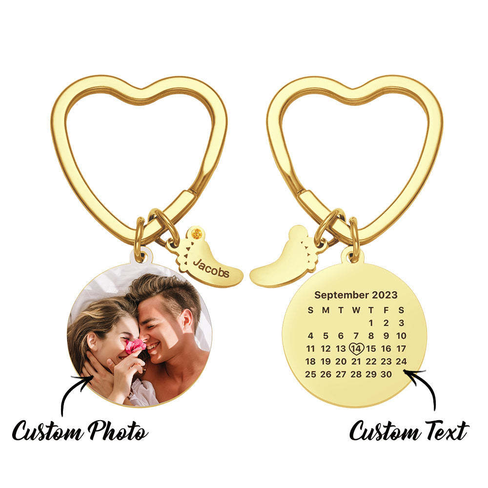 Custom Photo Calendar Keychain with Baby Feet Charm Personalized Calendar the Perfect Heartfelt Gift - mycustomtirecover