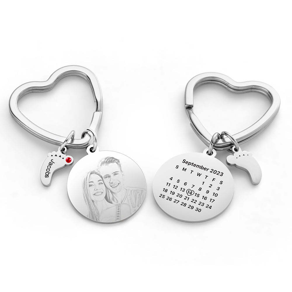 Custom Photo Calendar Keychain with Baby Feet Charm Personalized Calendar the Perfect Heartfelt Gift - mycustomtirecover
