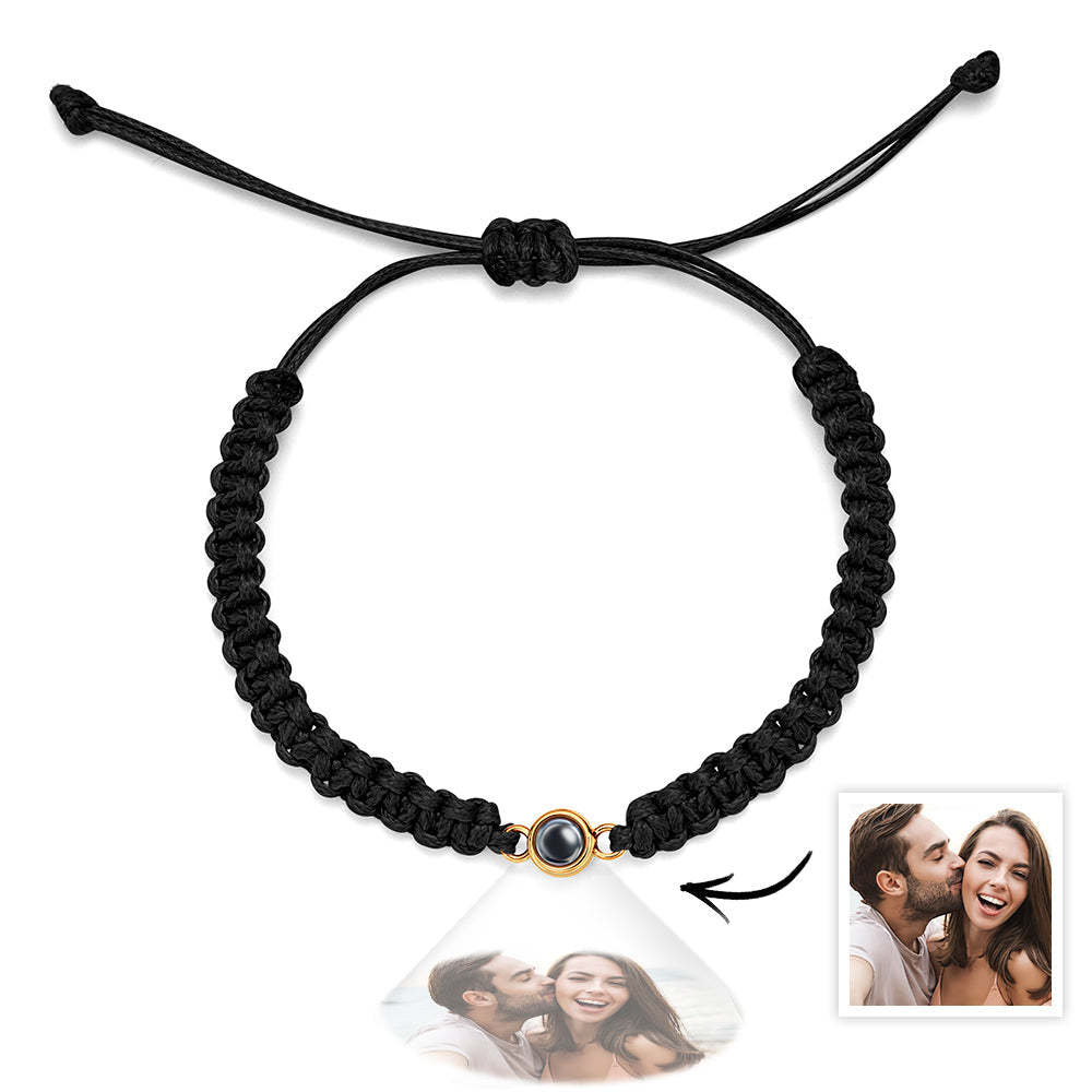 Personalized Braided Photo Projection Bracelet Fishtail Rope Men's Bracelet Hand Braided Bracelet Gift for Men - mycustomtirecover