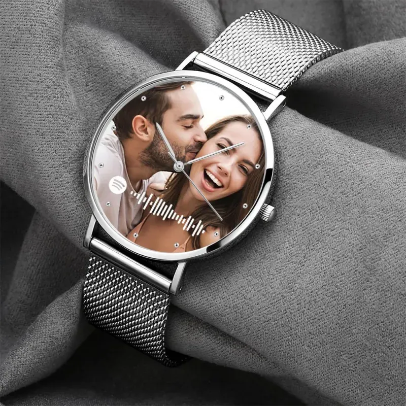 Scannable Custom Spotify Code Watch Engraved Music Song Photo Watch 36mm Gifts Her