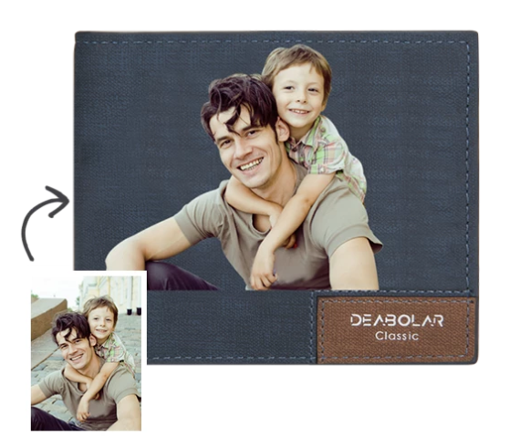Custom Blue Leather Color Family Photo Wallet Personalized Engraved Leather Mens Wallet Best Gift for Father