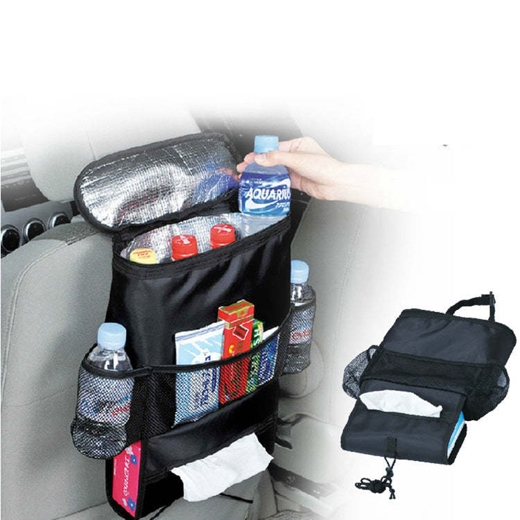 Joom Car Thermal Insulation Ice Bag Seat Back Storage Bag Car Seat Back Ice Pack Organizer Bag Pocket Tissue Mesh Heat Cooler