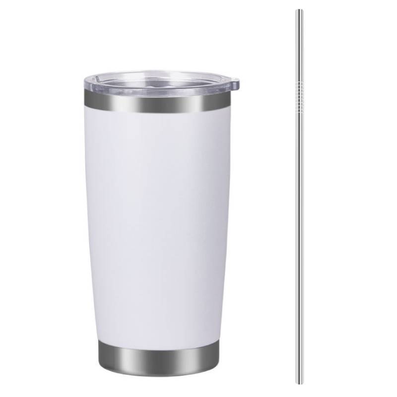 20oz Stainless Steel Insulated Travel Mug with Straw Coffee Travel Cup for Car Office Home - mycustomtirecover