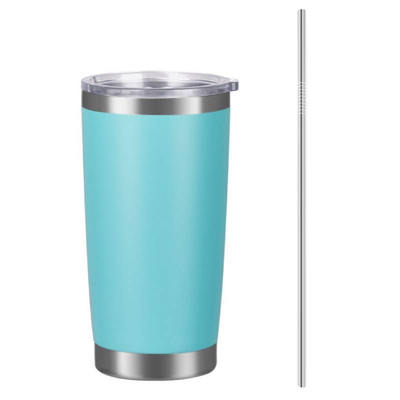 20oz Stainless Steel Insulated Travel Mug with Straw Coffee Travel Cup for Car Office Home - mycustomtirecover