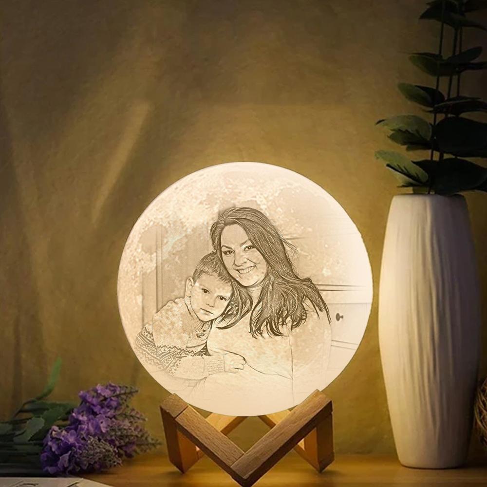 Mother Gifts Personalised Engraved 3D Photo Moon Lamp -  mycustomtirecover