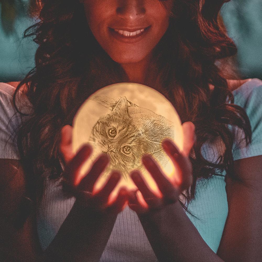 Personalised Engraved 3D Photo Moon Lamp for Pet Lovers -  mycustomtirecover