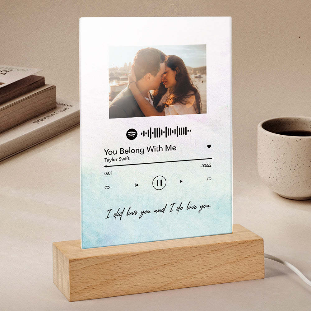 Personalized Spotify Glass, Custom Spotify Plaque, Personalized Acrylic Song with Photo Customized Song Plaque Scannable Spotify Code - mycustomtirecover