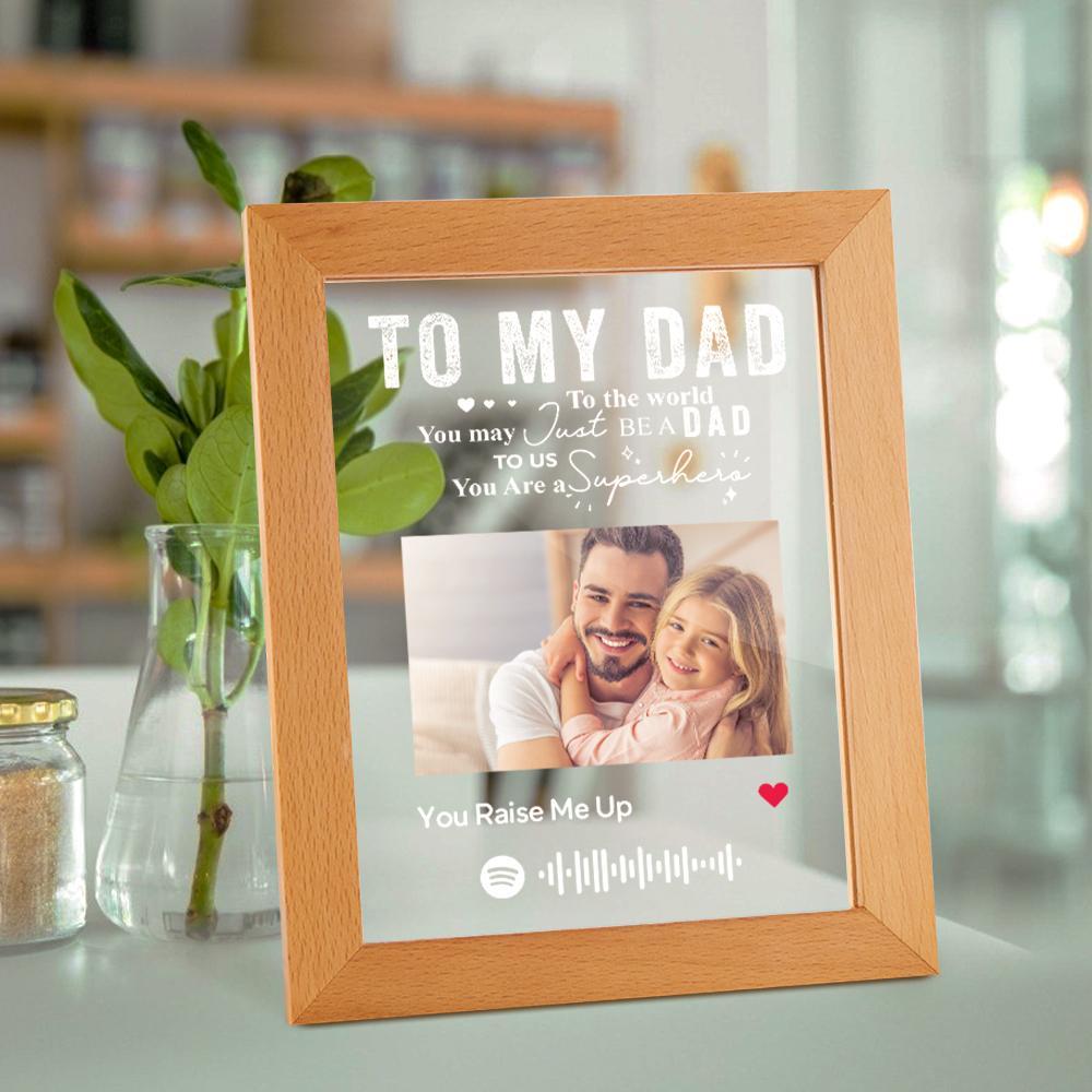 Personalized Spotify Photo Engraved Photo Frame LED Night Lamp Best Dad Ever Gift for Dad