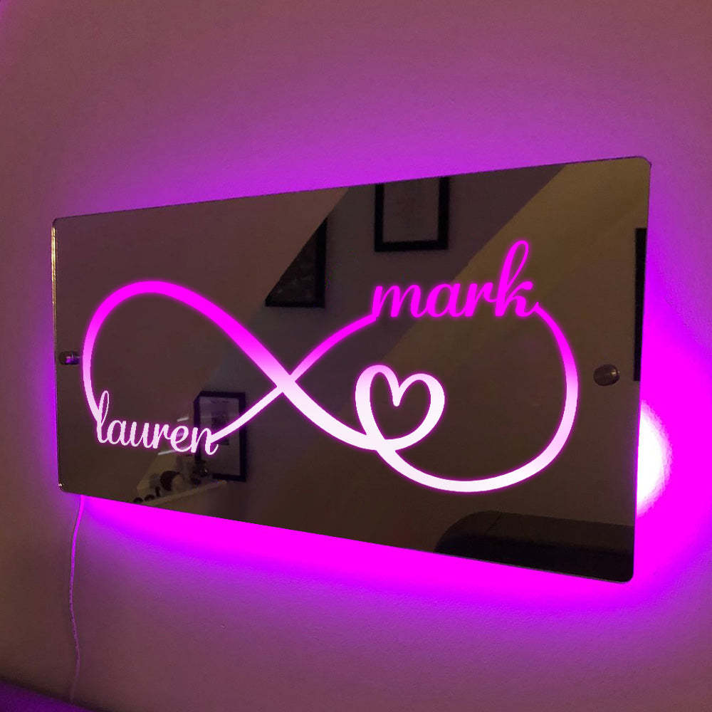 Custom Name Mirror Light Personalized Couple Christmas Gift - photomoonlamp
