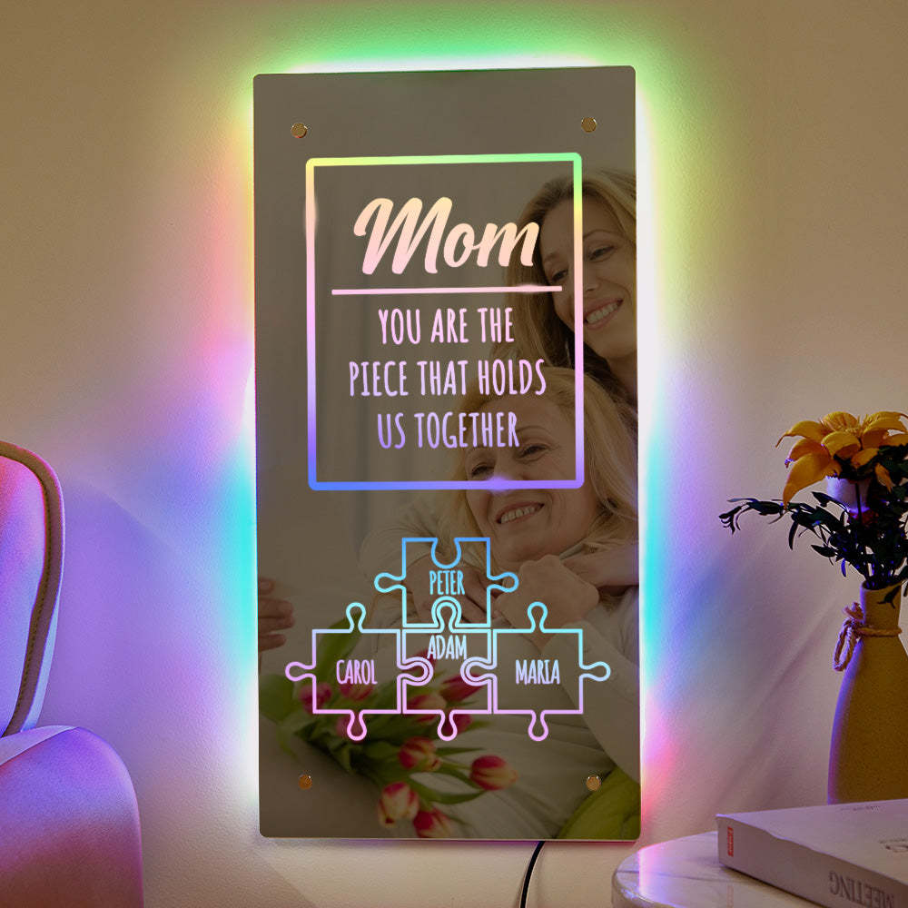 Personalized Name Mirror Light Mom Puzzle Family Gift - Get Photo Blanket