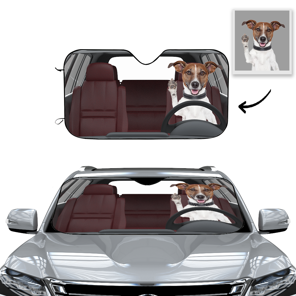 Personalized Photo Sunshade Custom Car Sun Shade-Hi Dog!