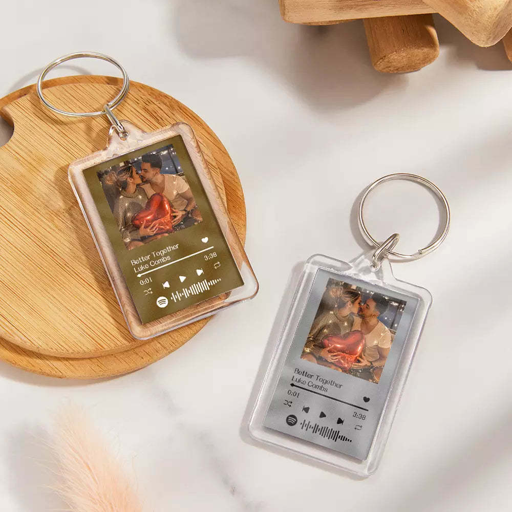 Gift For Lover Custom Spotify Glass Code Keychain 14 Colors Available - mycustomtirecover