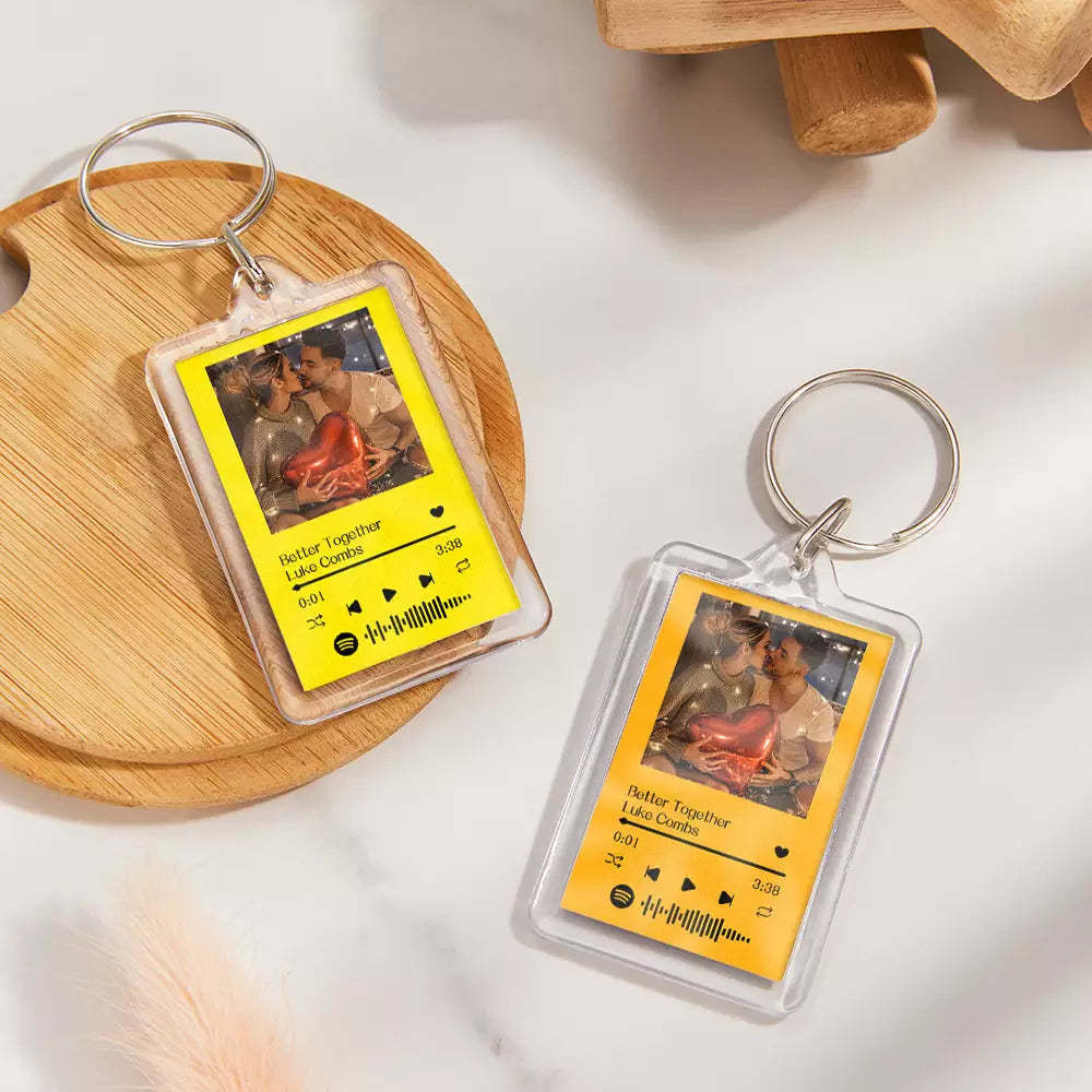 Gift For Lover Custom Spotify Glass Code Keychain 14 Colors Available - mycustomtirecover