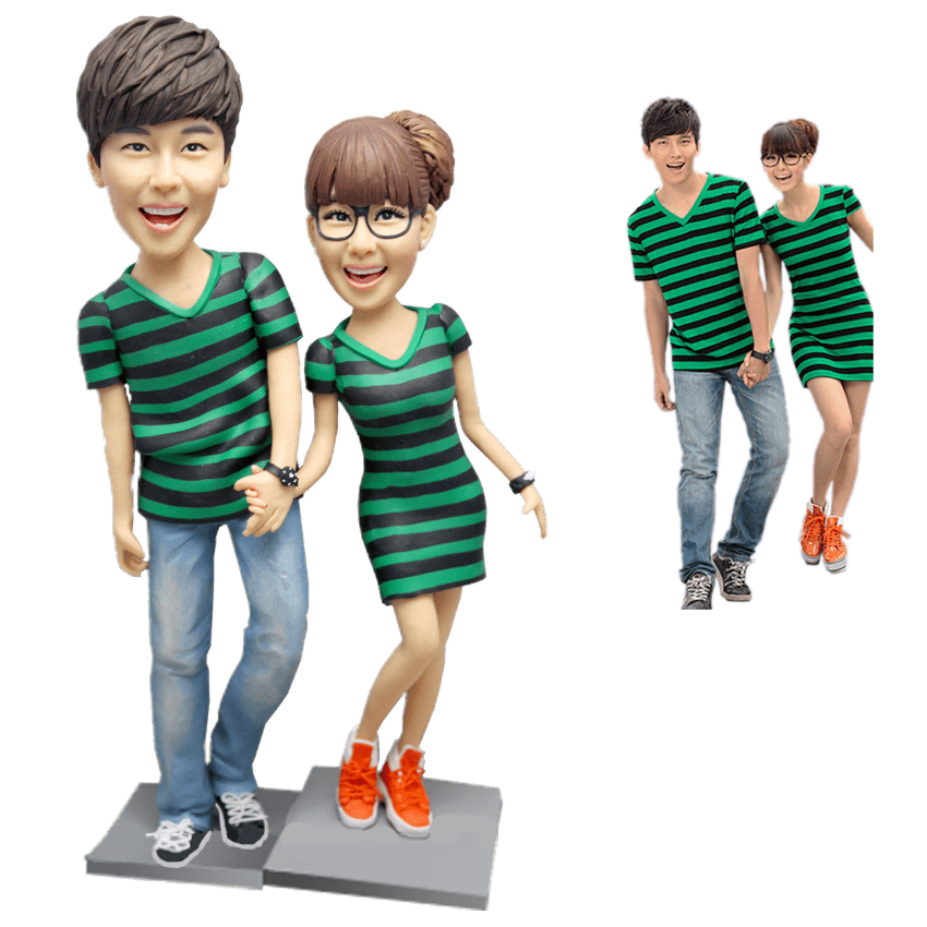 Couple Gifts Fully Customizable 2 person Custom Bobblehead With Engraved Text