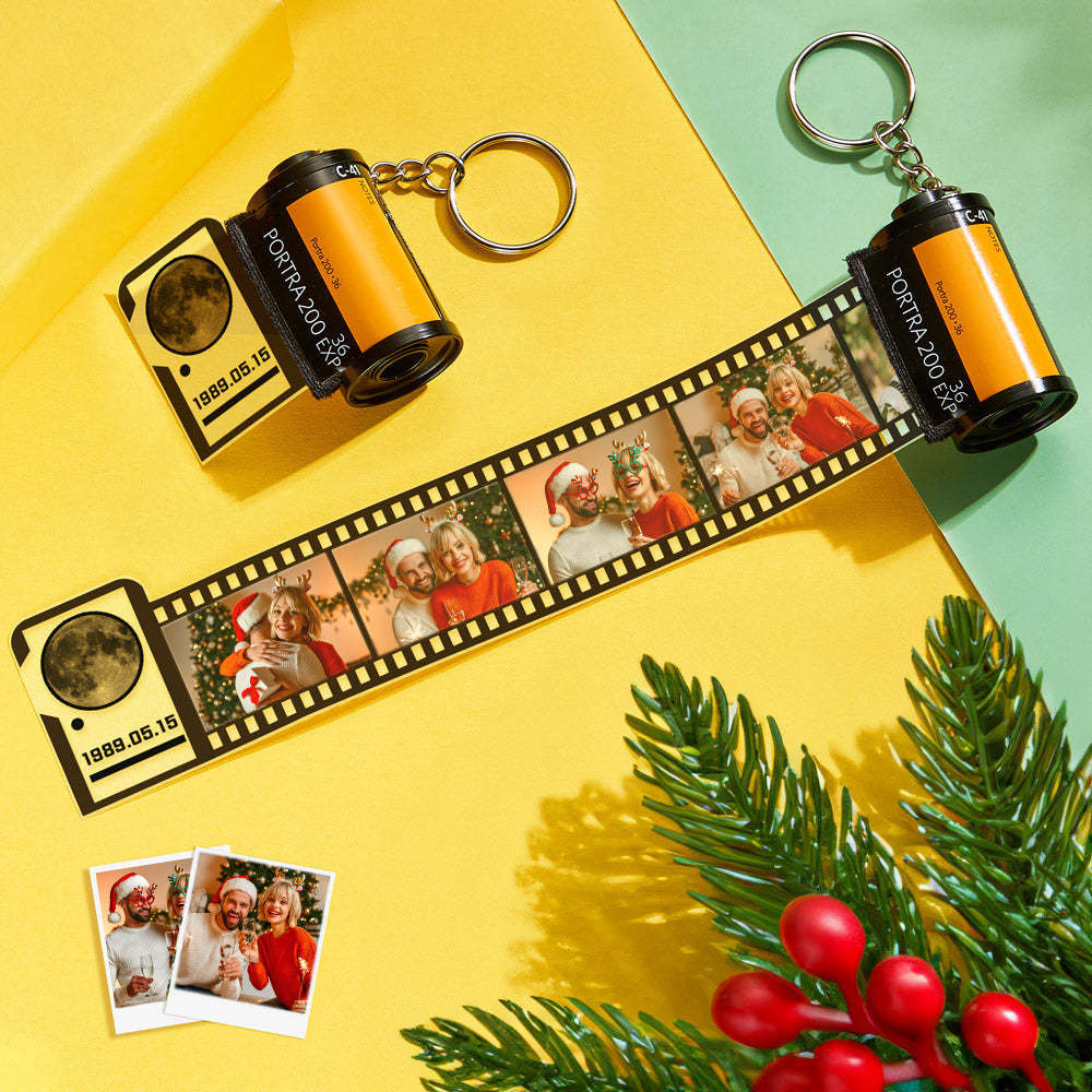 Custom Film Camera Roll Keychain the Moon on the Day You were Born Photo Gift - mycustomtirecover