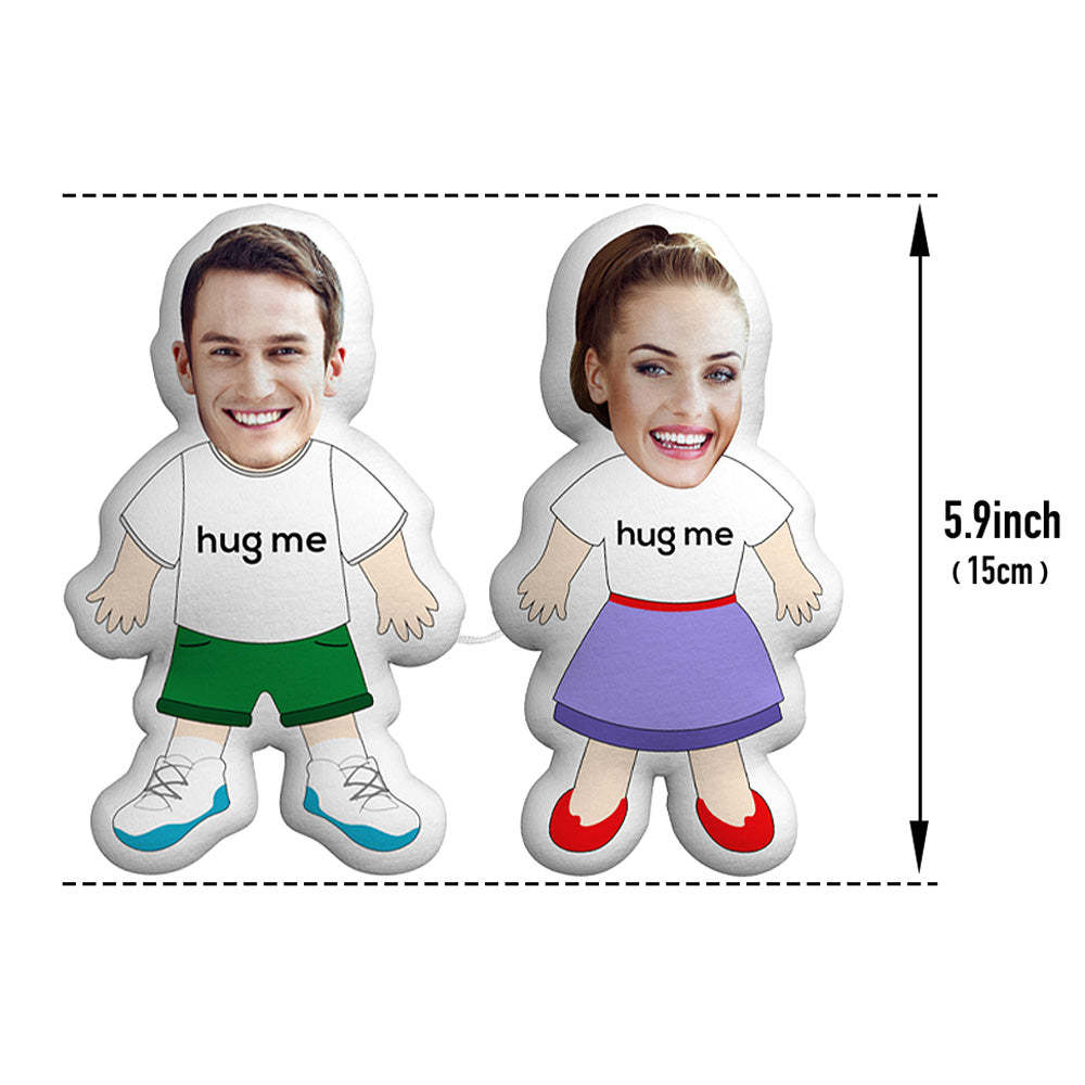 Custom Face Photo Pillow Couple Toy Plush Doll Link with a Line - mysiliconefoodbag