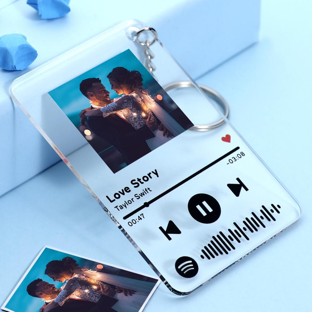Anniversary Gifts Custom Scannable Spotify Code Keychain Custom Spotify Plaque Personalized Photo Nightlight - mycustomtirecover