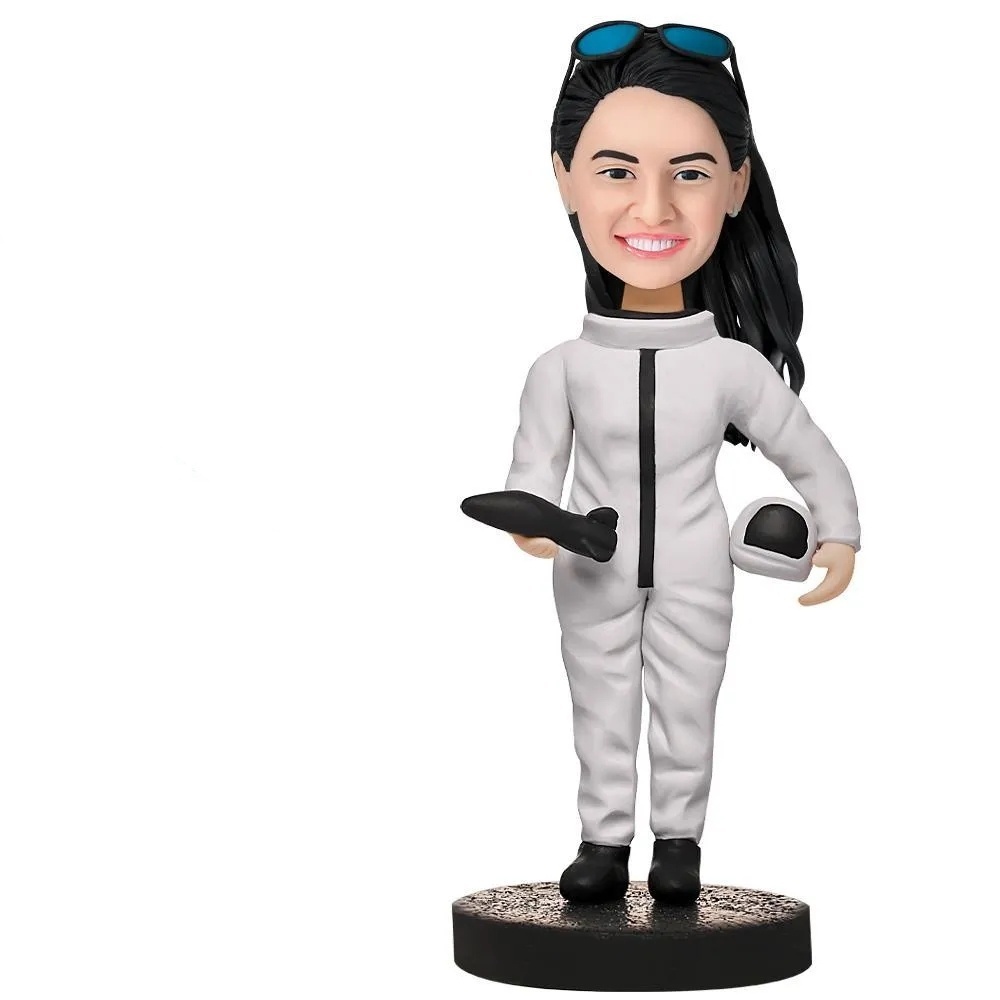 Female Astronaut Custom Bobblehead With Engraved Text