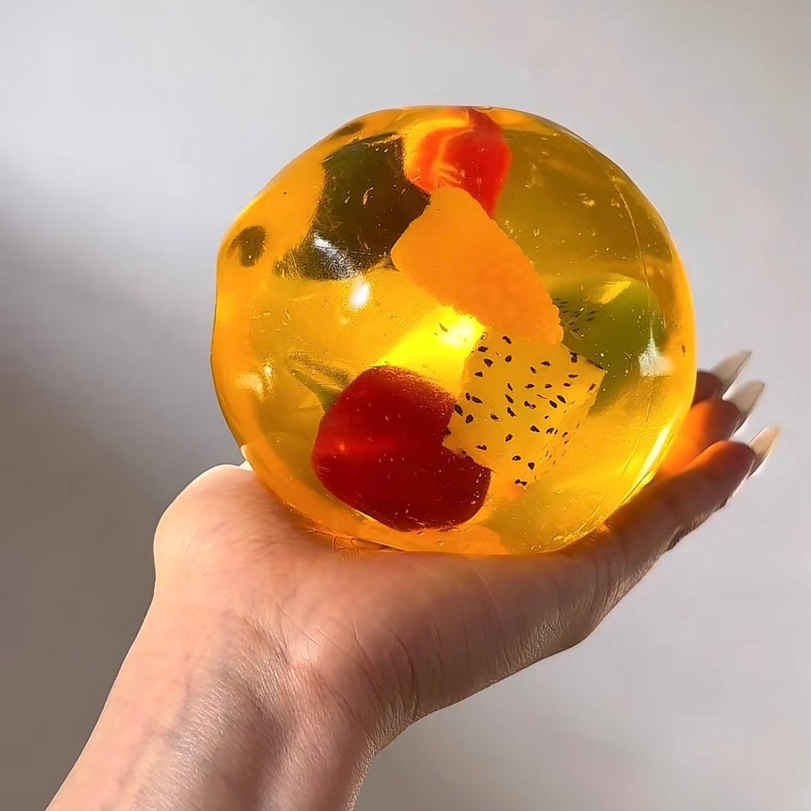 Realistic Fruit Jelly Banana Squishy Toy | Transparent Fruit Filled Stress Relief Fidget Toy for Kids & Adults - MyFaceBobbleheads