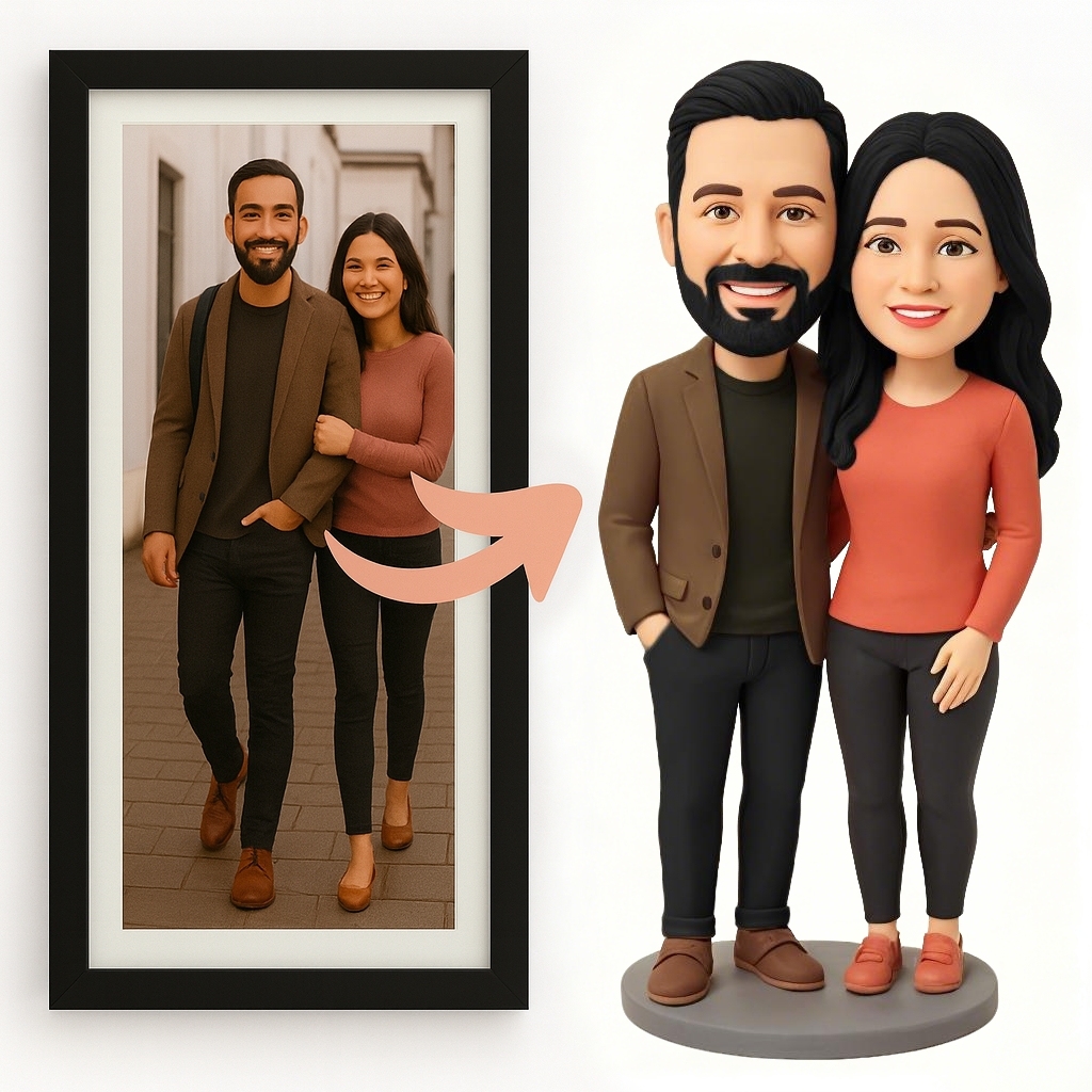 Fully Customizable 2 Person Bobbleheads Gift For Couple