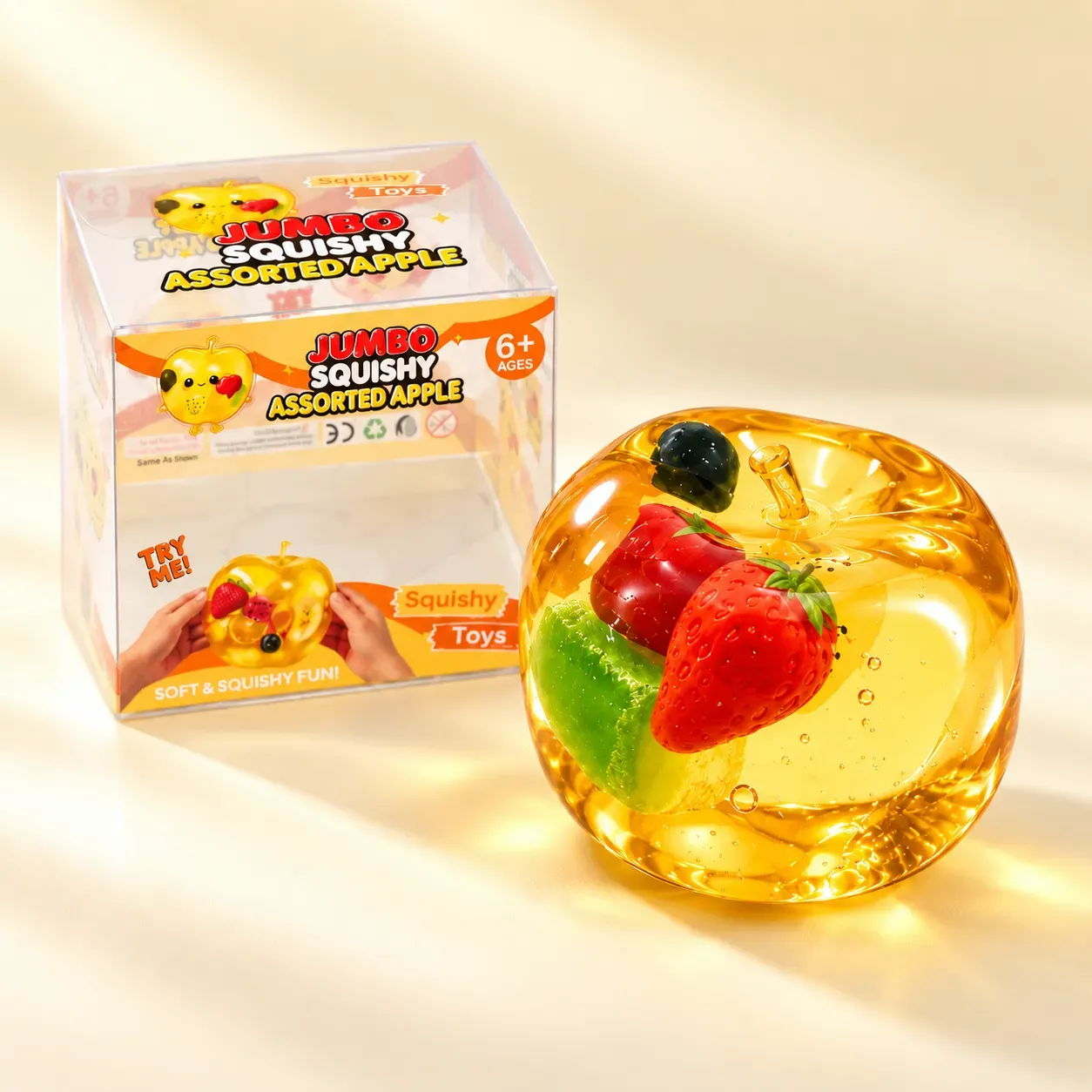 Realistic Fruit Jelly Banana Squishy Toy | Transparent Fruit Filled Stress Relief Fidget Toy for Kids & Adults