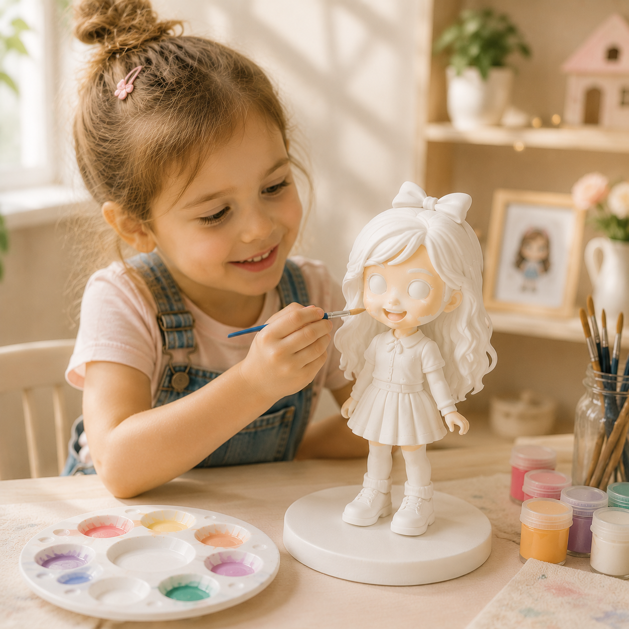 Custom DIY Paintable Plaster Figurine from Your Photo | Personalized Cartoon Gift for Family, Couples, Kids & Friends - MyFaceBobbleheads